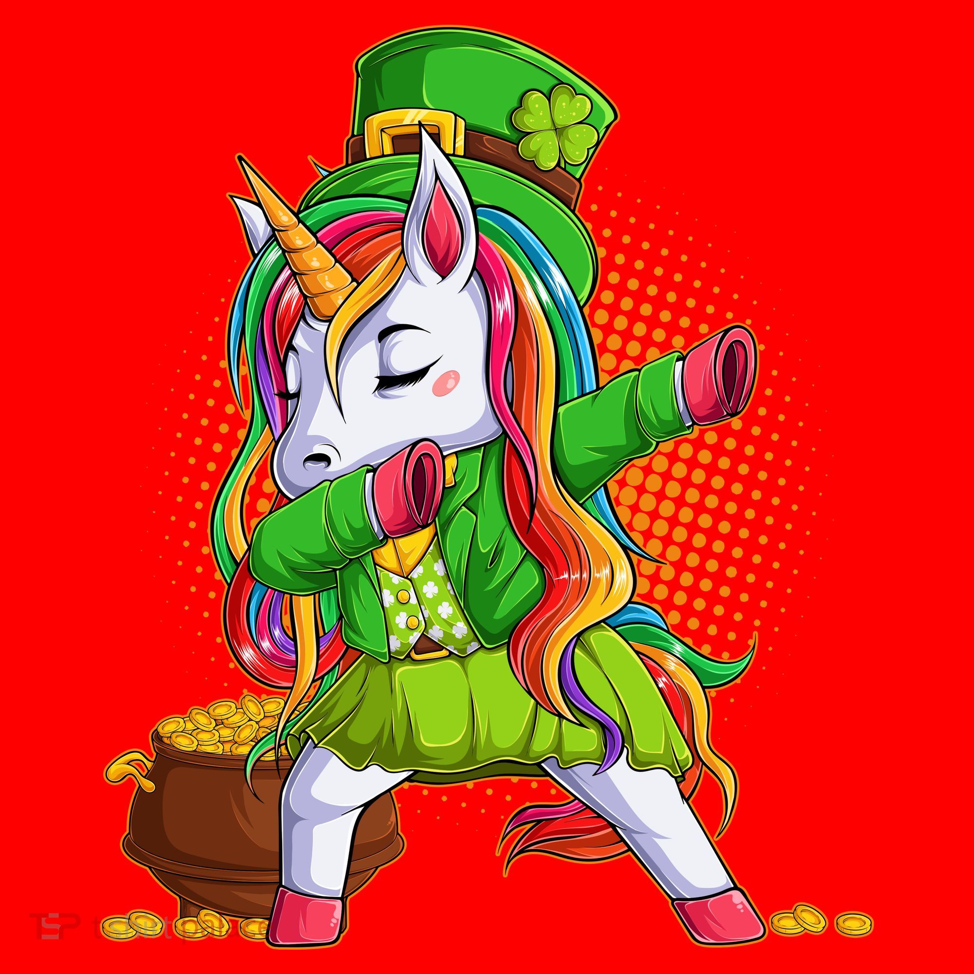 Funny St Patricks Dabbing Leprechaun Rainbow Unicorn Santa Hat