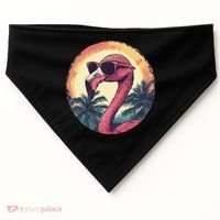 Flamingo Sunglasses Palm Tree Beach Gift USA-Made Doggie Bandana thumb 0