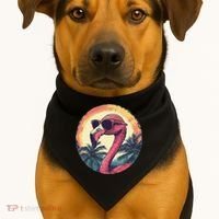 Flamingo Sunglasses Palm Tree Beach Gift USA-Made Doggie Bandana thumb 1