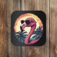 Flamingo Sunglasses Palm Tree Beach Gift Coaster thumb 0