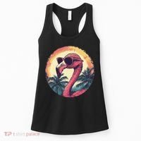 Flamingo Sunglasses Palm Tree Beach Gift Women's Tank Top thumb 0