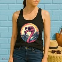 Flamingo Sunglasses Palm Tree Beach Gift Women's Tank Top thumb 2