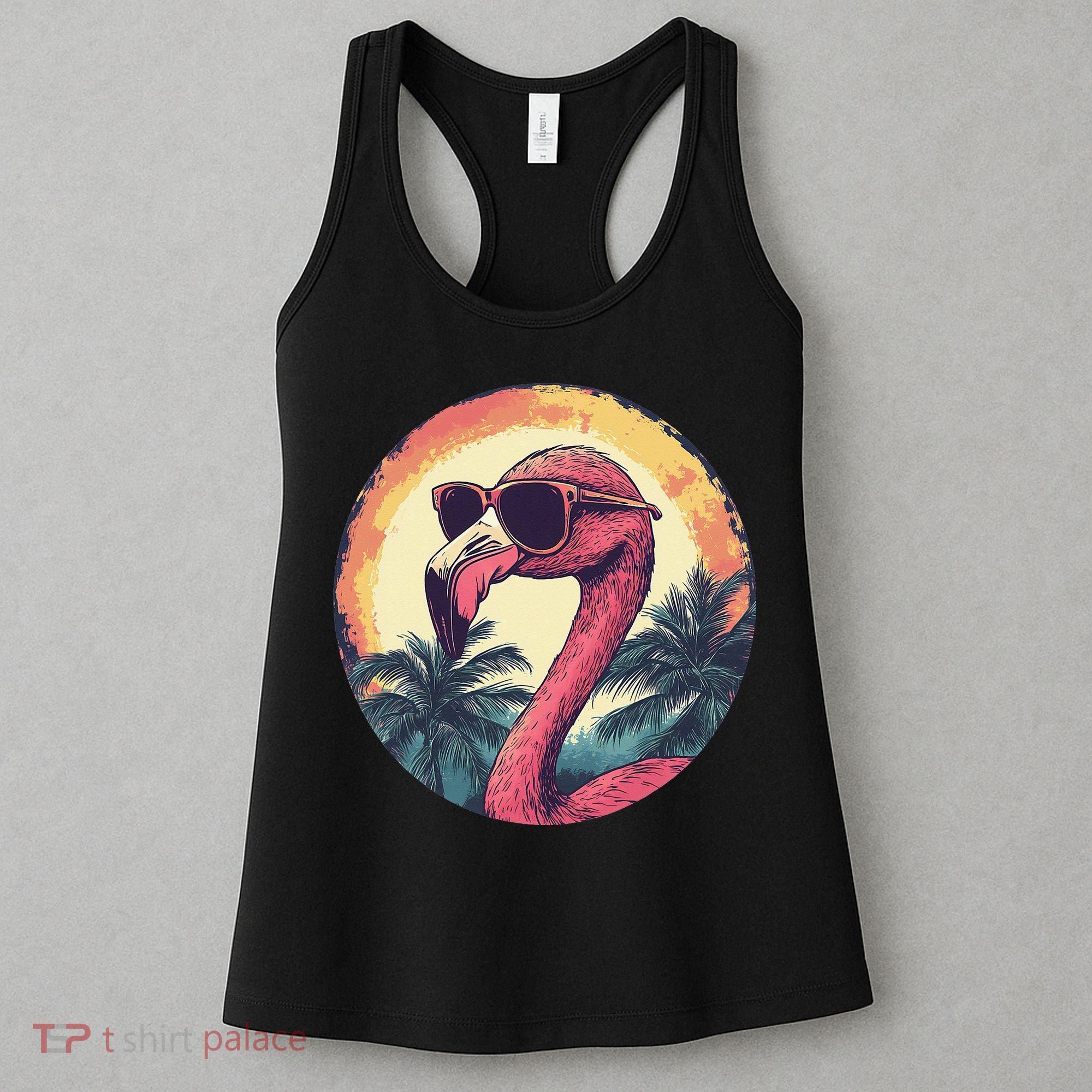 Flamingo Sunglasses Palm Tree Beach Gift Women's Tank Top