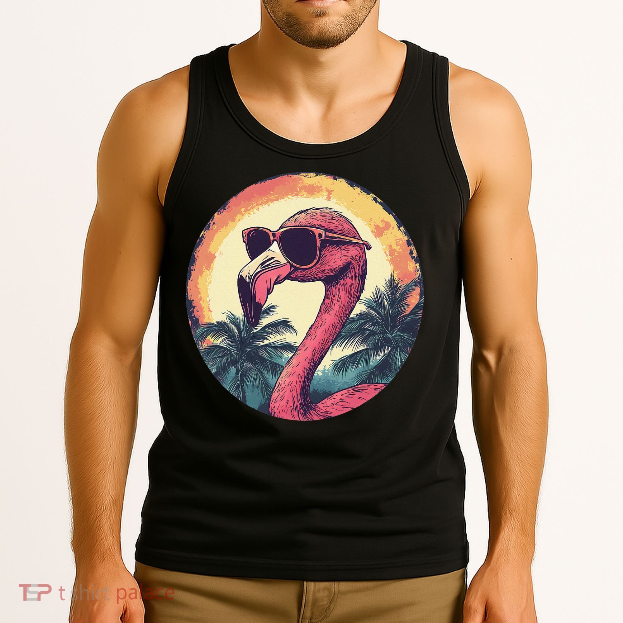 Flamingo Sunglasses Palm Tree Beach Gift Tank Top