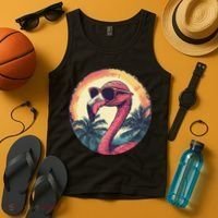 Flamingo Sunglasses Palm Tree Beach Gift Tank Top thumb 4