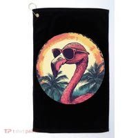 Flamingo Sunglasses Palm Tree Beach Gift Golf Towel thumb 0