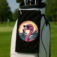 Flamingo Sunglasses Palm Tree Beach Gift Golf Towel thumb 2