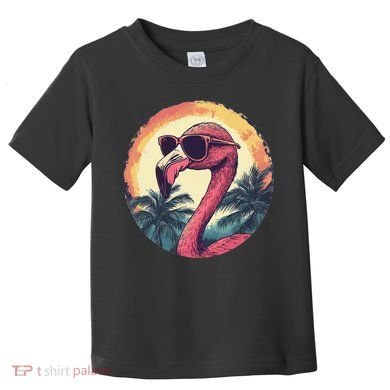Flamingo Sunglasses Palm Tree Beach Gift Toddler T-Shirt