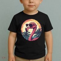 Flamingo Sunglasses Palm Tree Beach Gift Toddler T-Shirt thumb 2