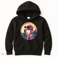 Flamingo Sunglasses Palm Tree Beach Gift Kids Hoodie thumb 0