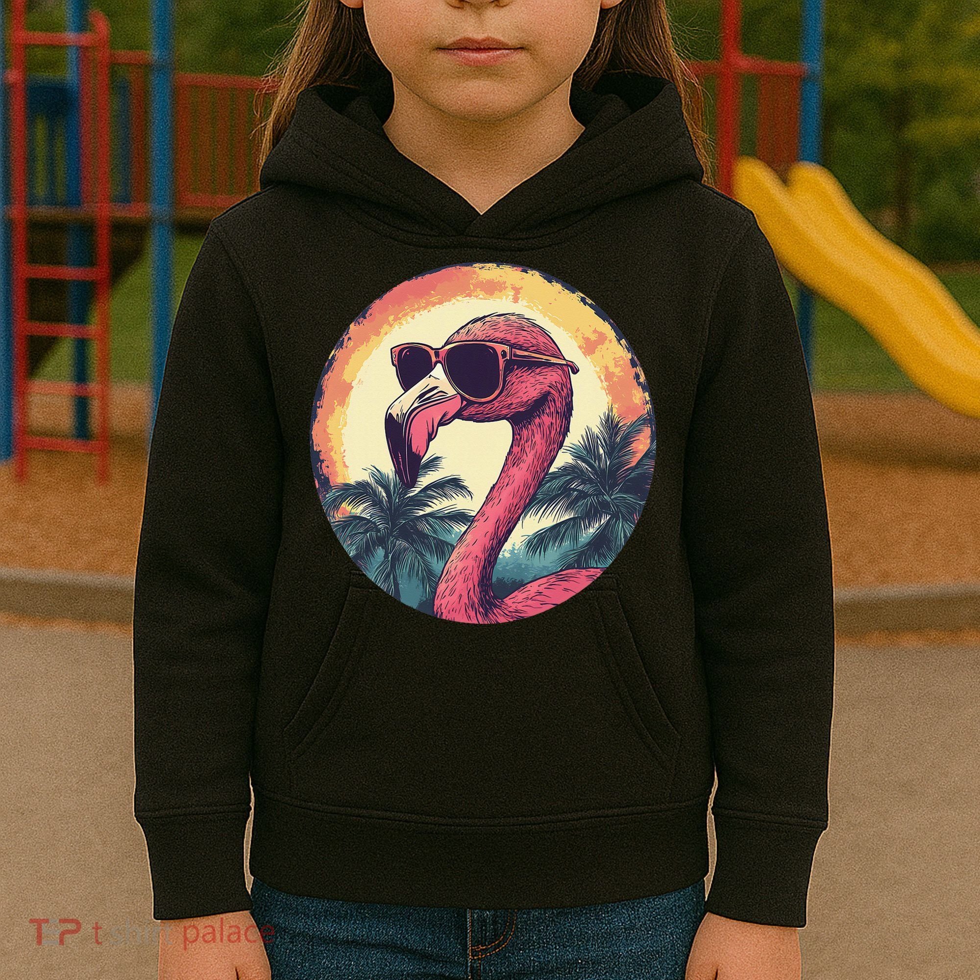 Flamingo Sunglasses Palm Tree Beach Gift Kids Hoodie