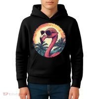 Flamingo Sunglasses Palm Tree Beach Gift Kids Hoodie thumb 4