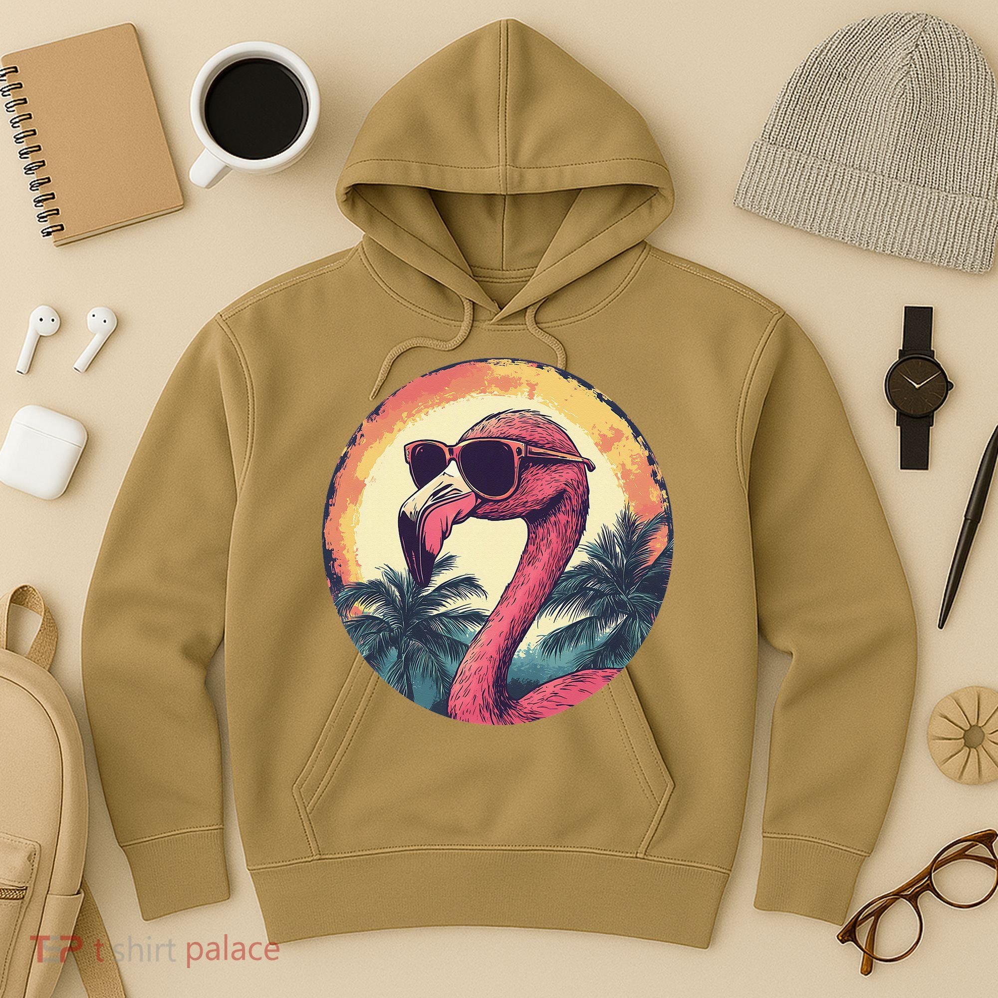 Flamingo Sunglasses Palm Tree Beach Gift Hoodie