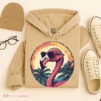 Flamingo Sunglasses Palm Tree Beach Gift Hoodie thumb 4