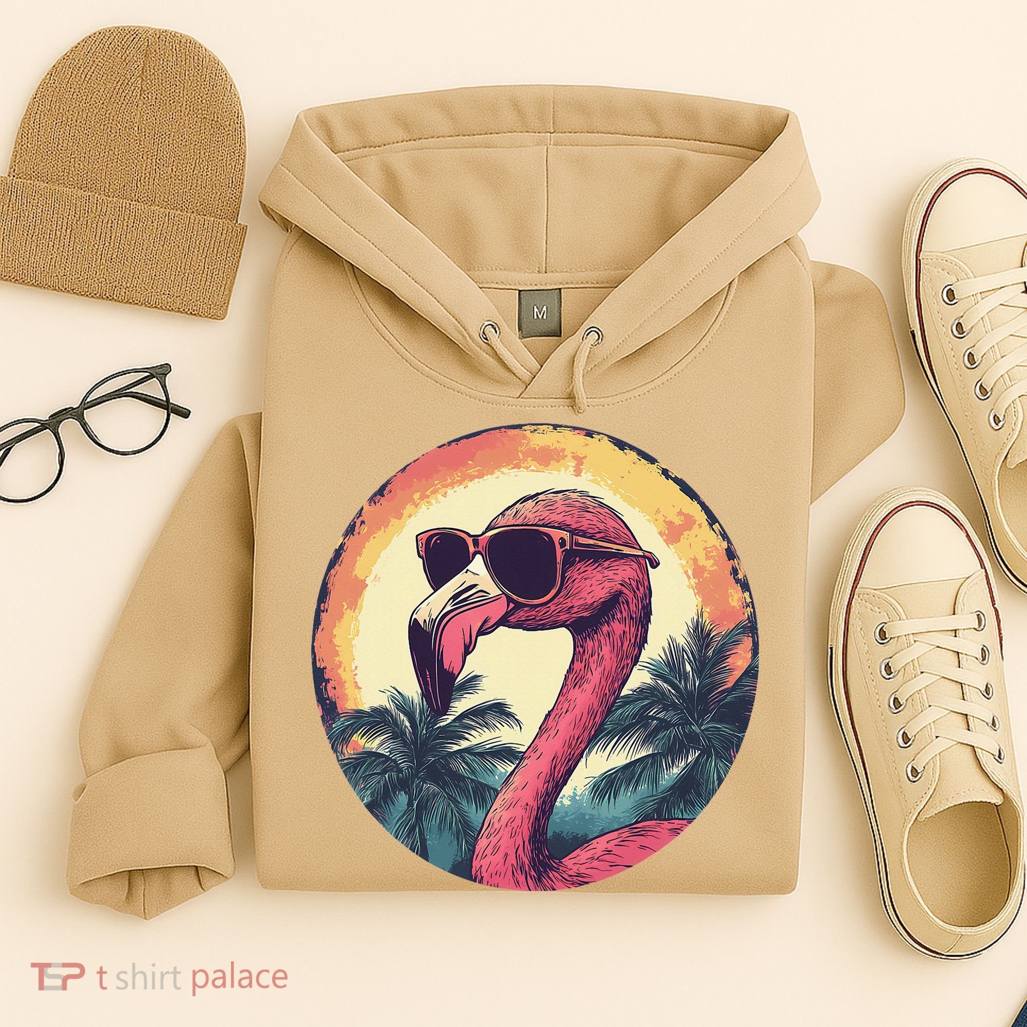 Flamingo Sunglasses Palm Tree Beach Gift Hoodie