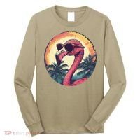 Flamingo Sunglasses Palm Tree Beach Gift Long Sleeve Shirt thumb 0