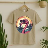 Flamingo Sunglasses Palm Tree Beach Gift T-Shirt thumb 2