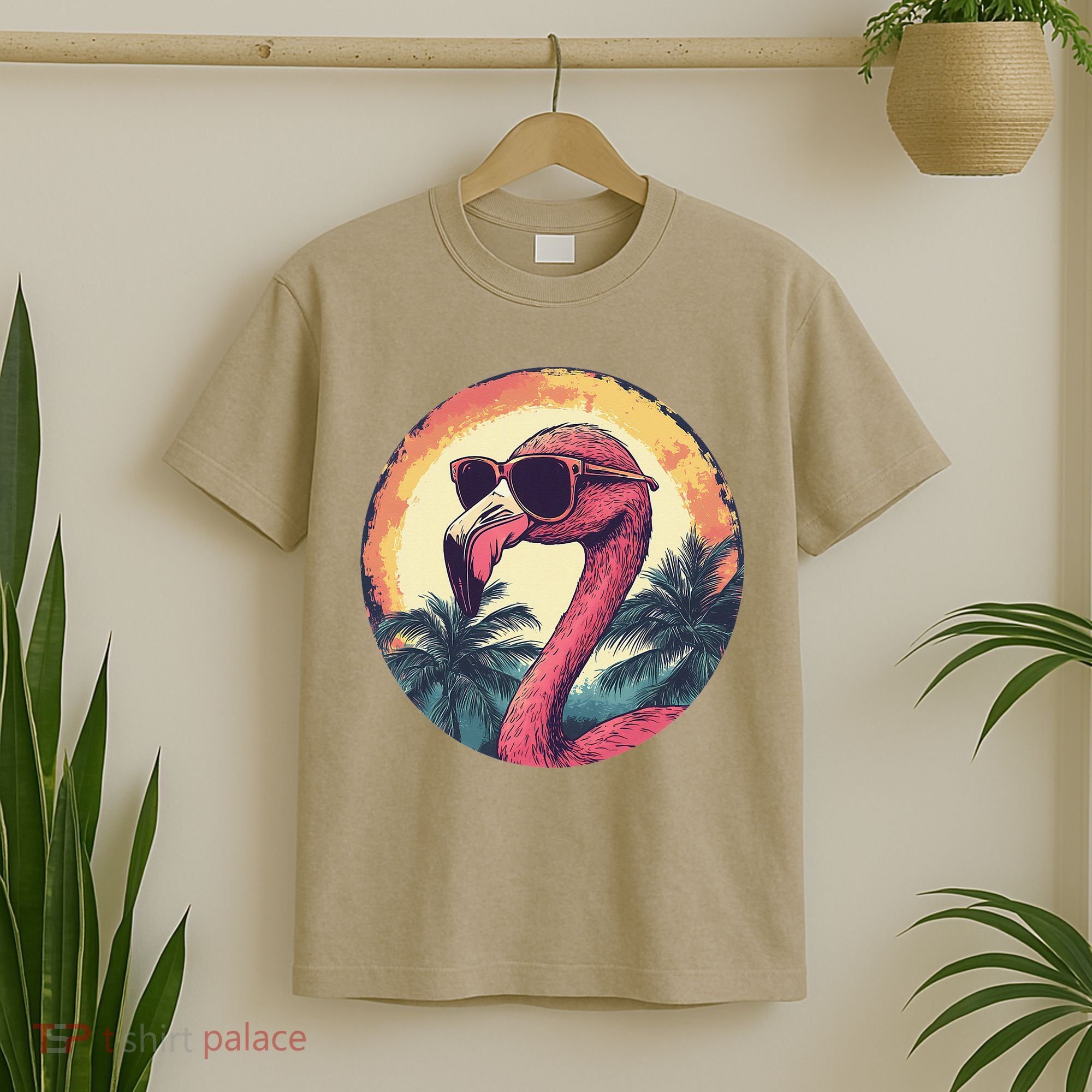Flamingo Sunglasses Palm Tree Beach Gift T-Shirt