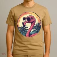Flamingo Sunglasses Palm Tree Beach Gift T-Shirt thumb 3