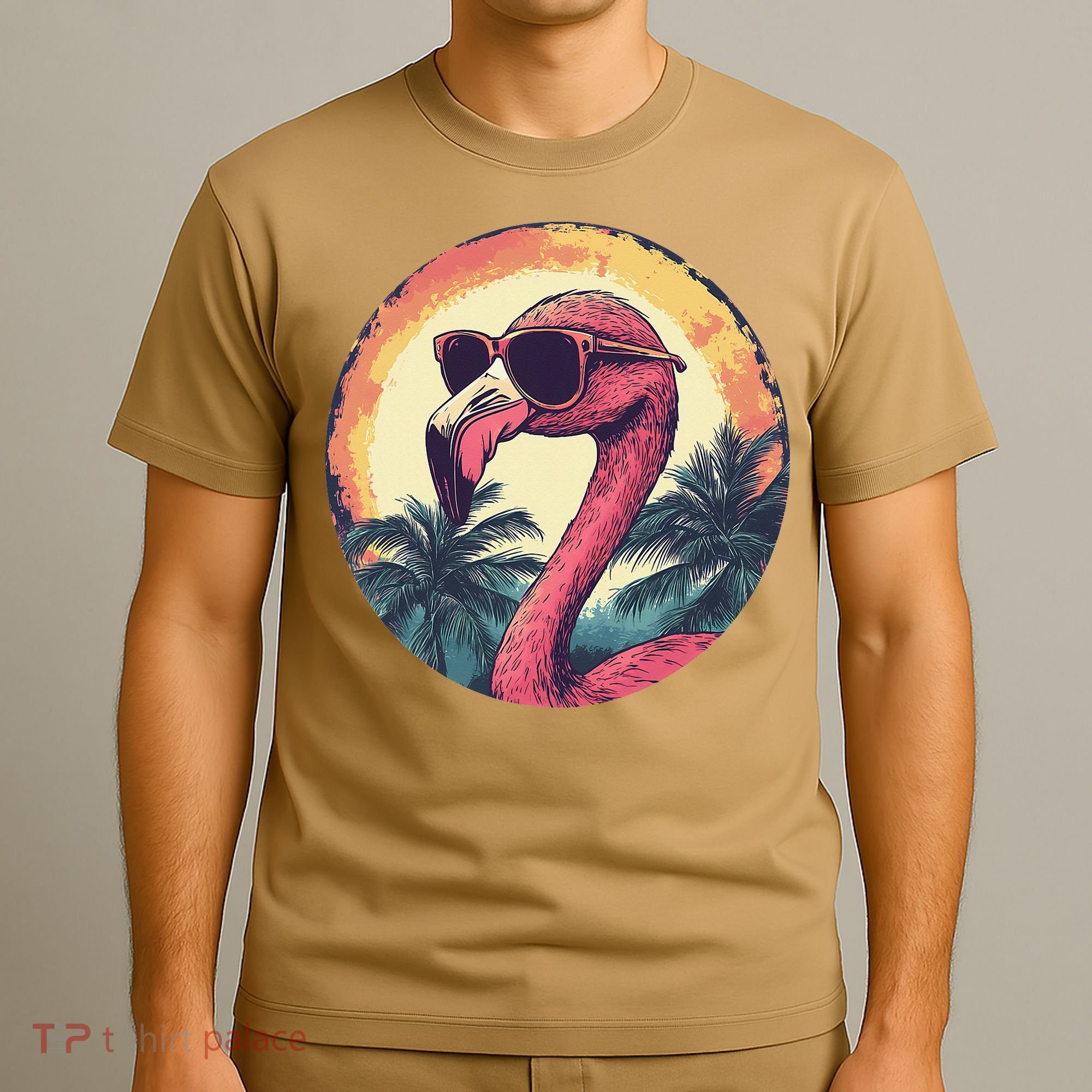 Flamingo Sunglasses Palm Tree Beach Gift T-Shirt