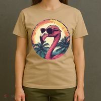Flamingo Sunglasses Palm Tree Beach Gift T-Shirt thumb 4