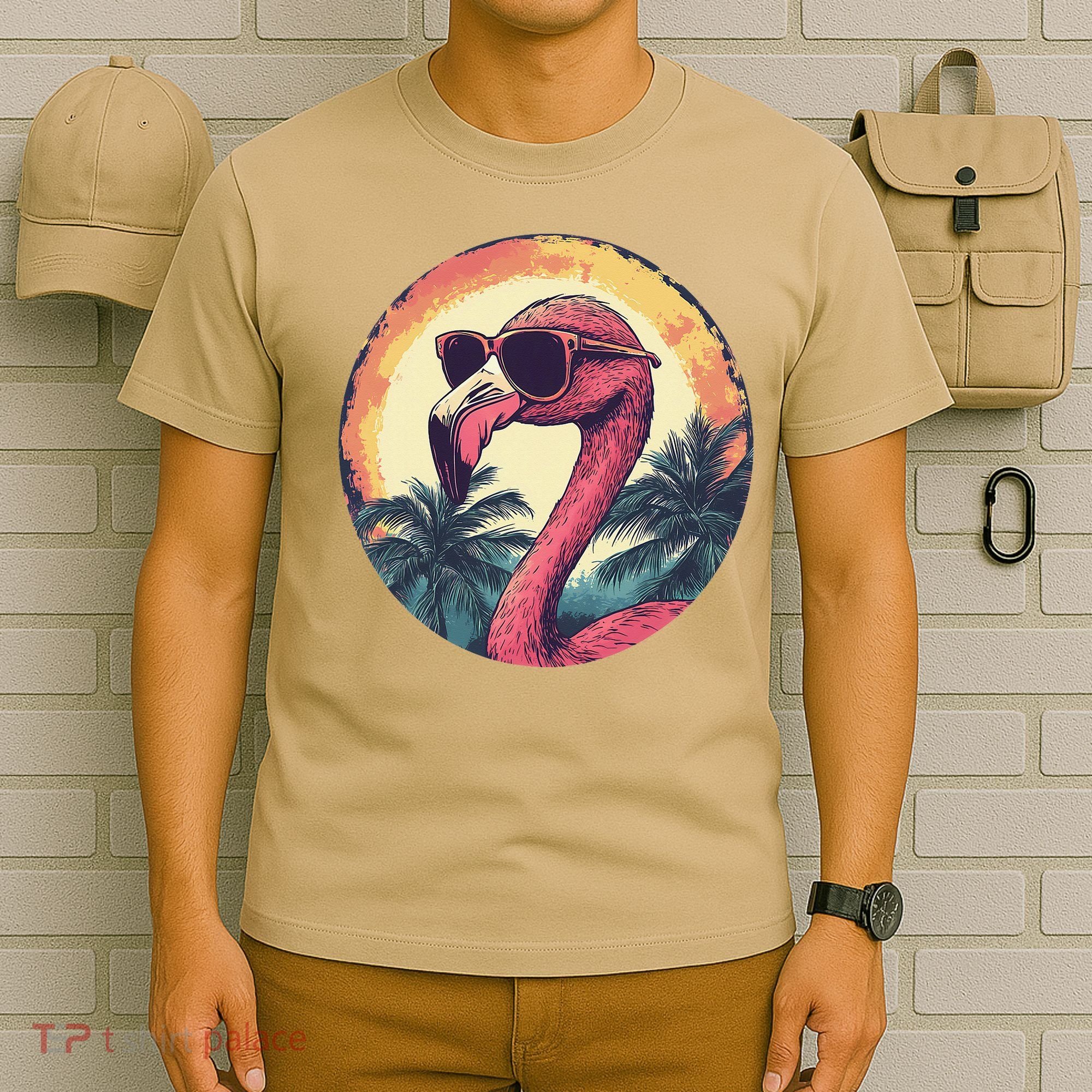 Flamingo Sunglasses Palm Tree Beach Gift T-Shirt