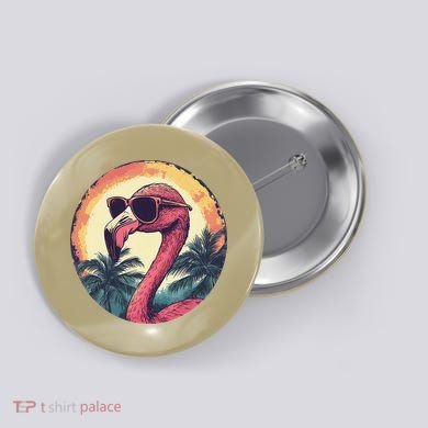 Flamingo Sunglasses Palm Tree Beach Gift Button