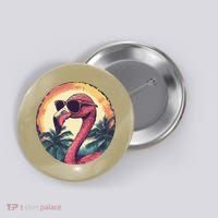 Flamingo Sunglasses Palm Tree Beach Gift Button thumb 0