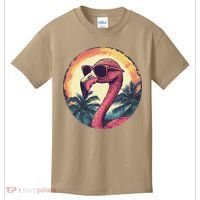 Flamingo Sunglasses Palm Tree Beach Gift Kids T-Shirt thumb 0