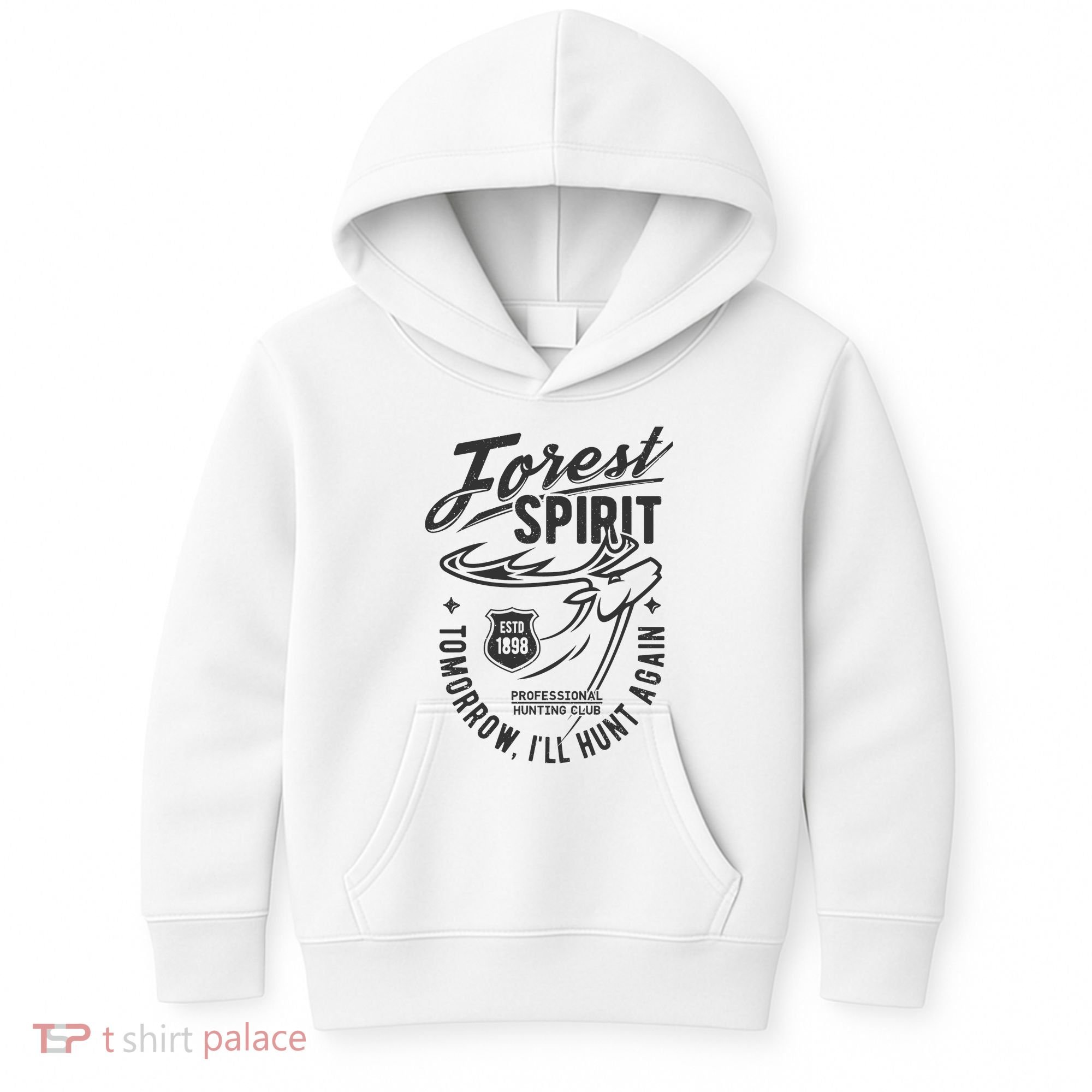 Forest Spirit Professional Hunting Club Tomorrow I'll Hunt Again Kids Hoodie