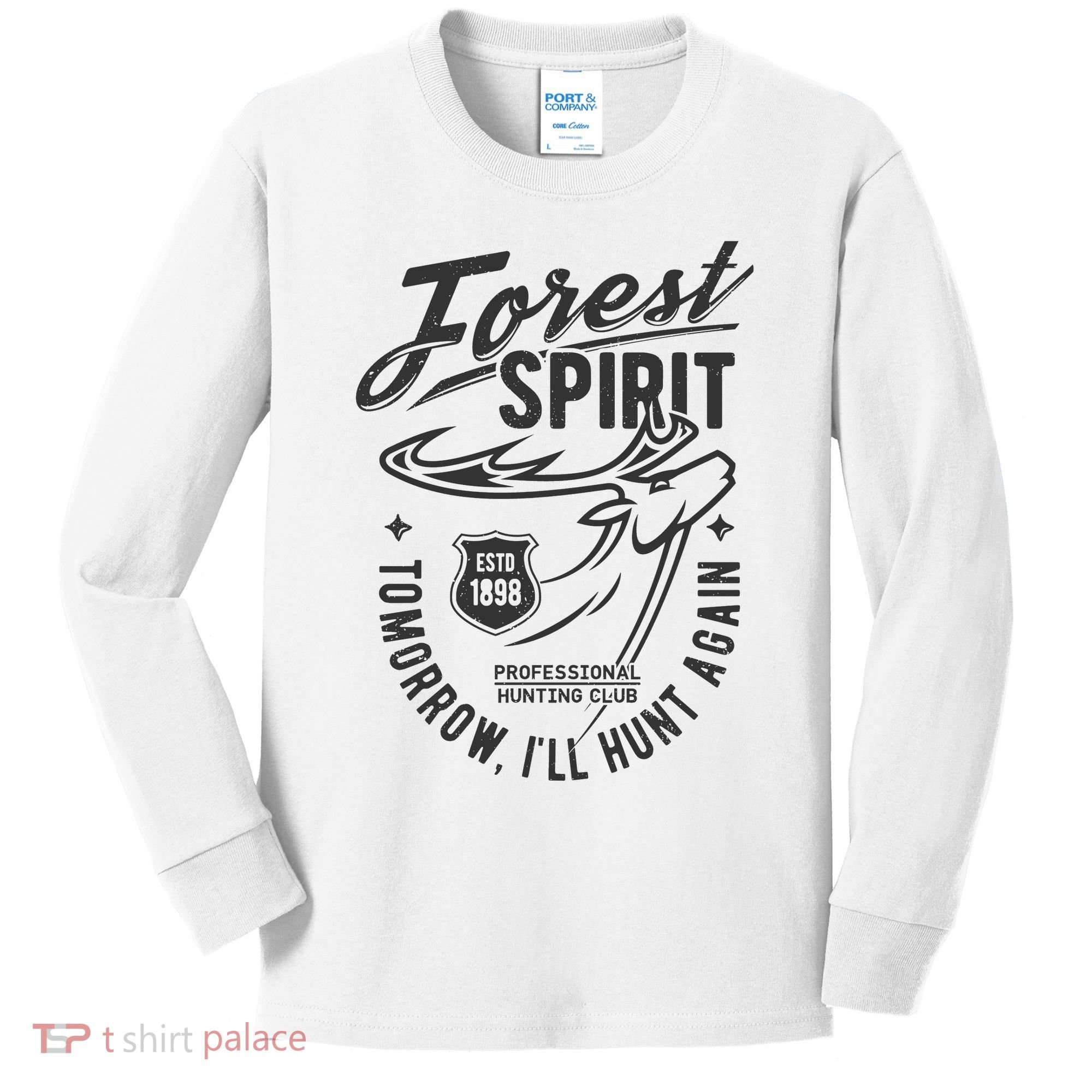 Forest Spirit Professional Hunting Club Tomorrow I'll Hunt Again Kids Long Sleeve Shirt