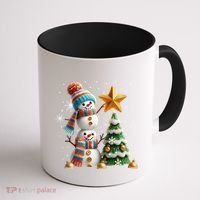 Funny Snowmen Putting Up Christmas Tree Coffee Mug thumb 1