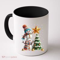 Funny Snowmen Putting Up Christmas Tree Coffee Mug thumb 0
