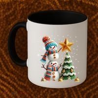 Funny Snowmen Putting Up Christmas Tree Coffee Mug thumb 2