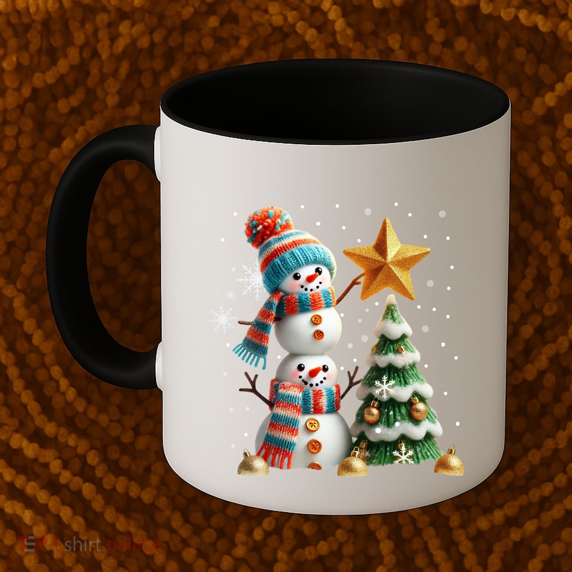 Funny Snowmen Putting Up Christmas Tree Coffee Mug