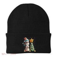 Funny Snowmen Putting Up Christmas Tree Beanie thumb 0