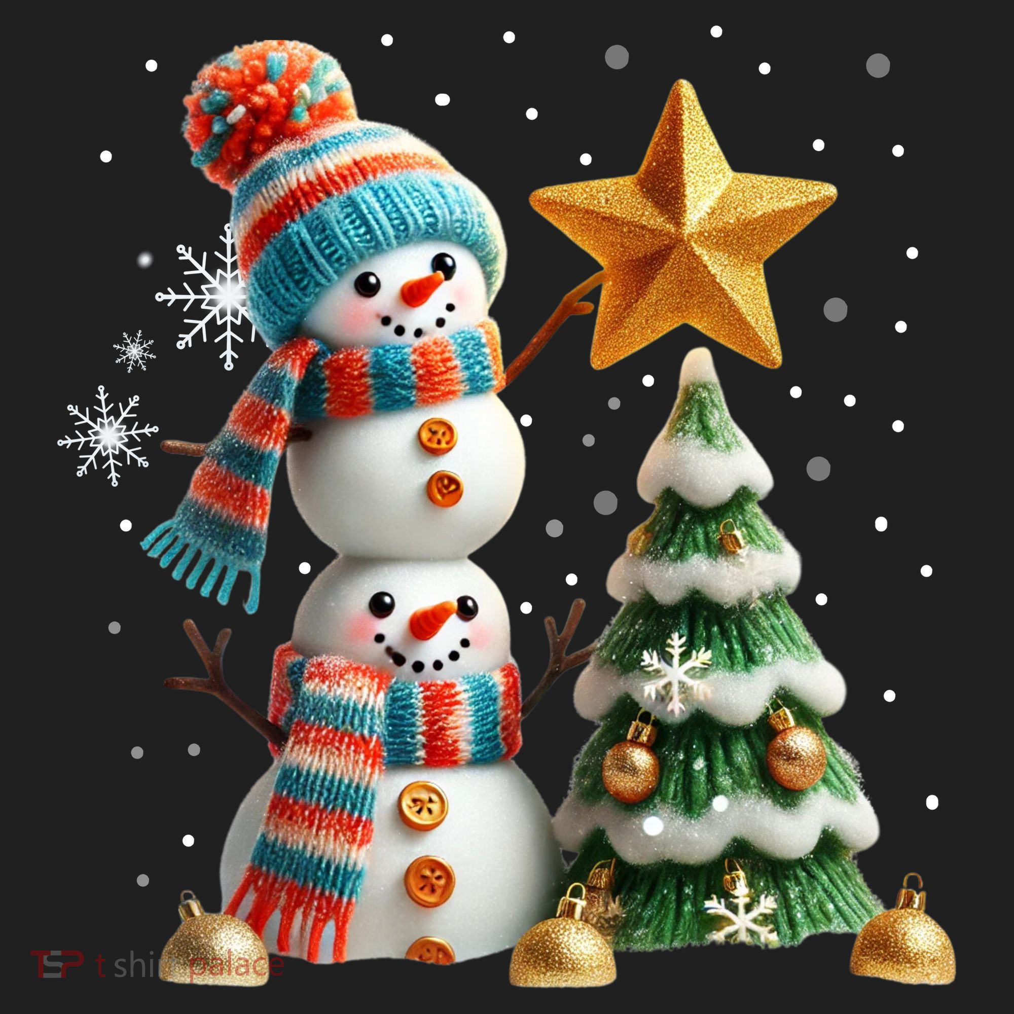 Funny Snowmen Putting Up Christmas Tree Beanie