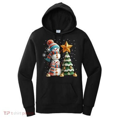 Funny Snowmen Putting Up Christmas Tree Women's Hoodie