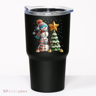 Funny Snowmen Putting Up Christmas Tree Tumbler