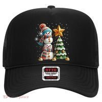 Funny Snowmen Putting Up Christmas Tree Hat thumb 0