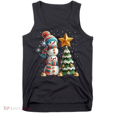 Funny Snowmen Putting Up Christmas Tree Tank Top