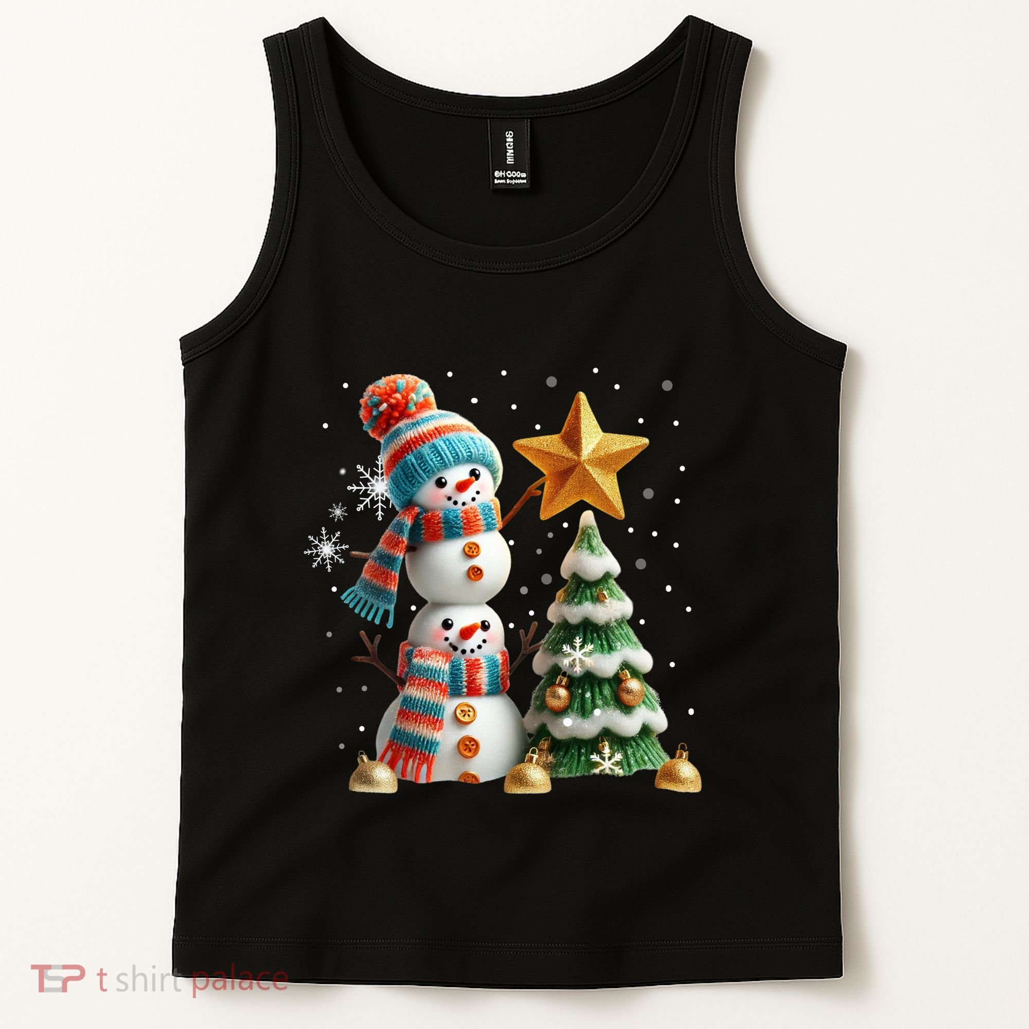 Funny Snowmen Putting Up Christmas Tree Tank Top