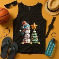 Funny Snowmen Putting Up Christmas Tree Tank Top thumb 4
