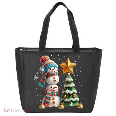 Funny Snowmen Putting Up Christmas Tree Tote Bag