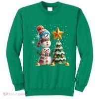 Funny Snowmen Putting Up Christmas Tree Sweatshirt thumb 0
