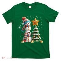 Funny Snowmen Putting Up Christmas Tree T-Shirt thumb 0