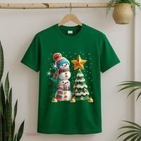 Funny Snowmen Putting Up Christmas Tree T-Shirt thumb 2