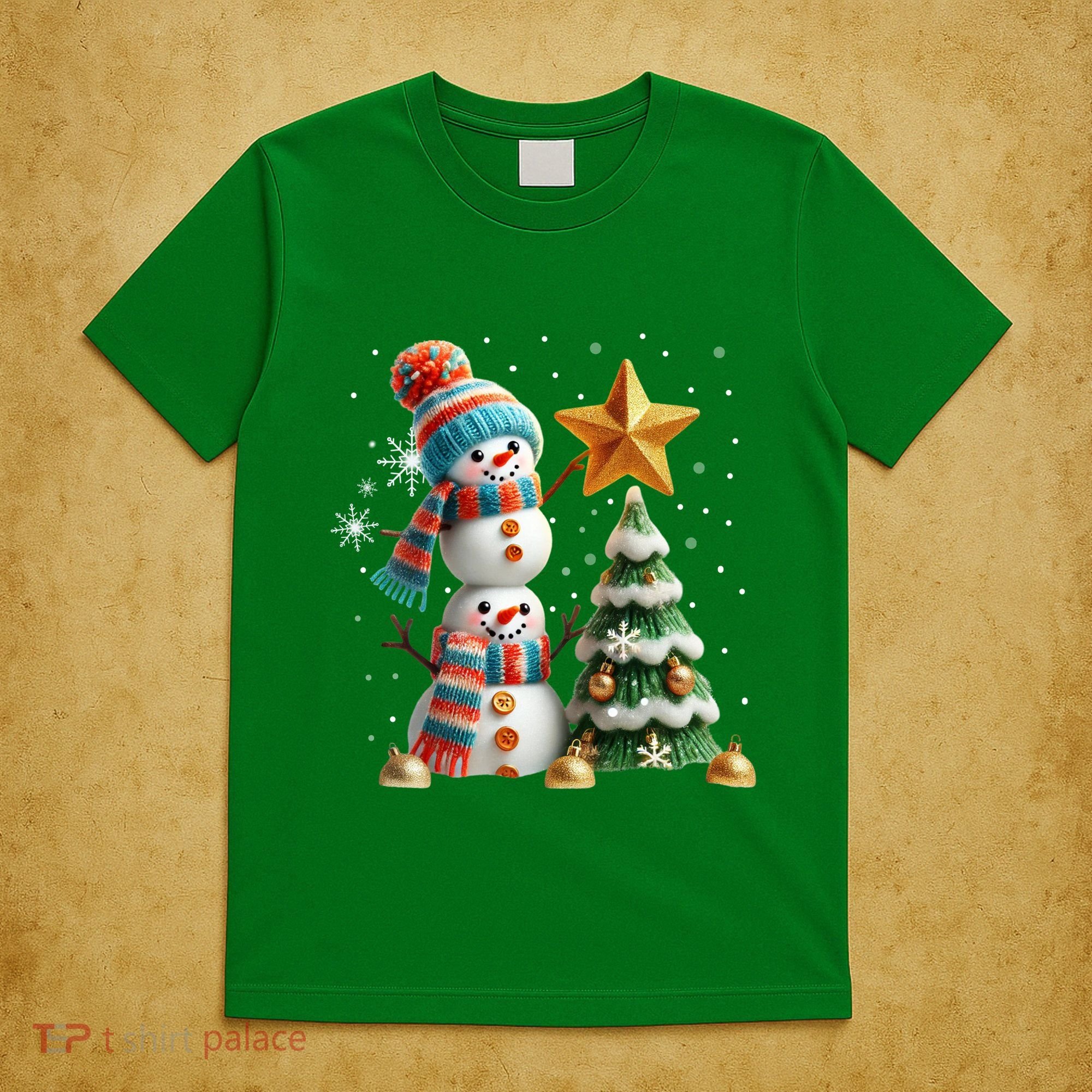 Funny Snowmen Putting Up Christmas Tree T-Shirt