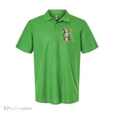 Funny Snowmen Putting Up Christmas Tree Polo