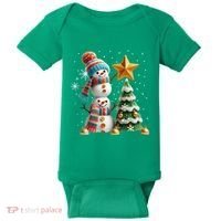 Funny Snowmen Putting Up Christmas Tree Baby Bodysuit thumb 0